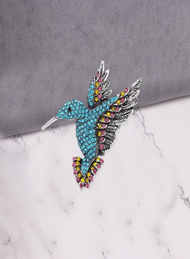 Anmpab Animal Hummingbird Brooch Pins for Women Fashion Bird Pins Elegant Rhinestone Crystal Animal Brooches Pin (Light Blue) - Image 5